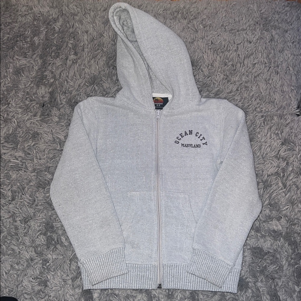 Kids Gray Hooded Zip-Up Sweatshirt